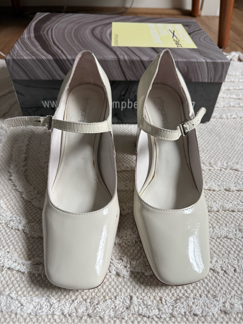 Jeffrey Campbell Cream Patent Mary Jane Pumps